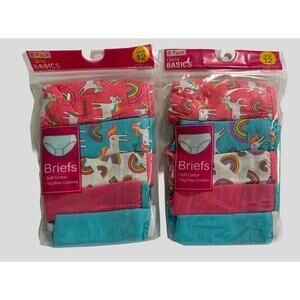 Girls Briefs Underwear 10 Pair Bundle Size 12 Cotton Tagless Unicorn Rainbow